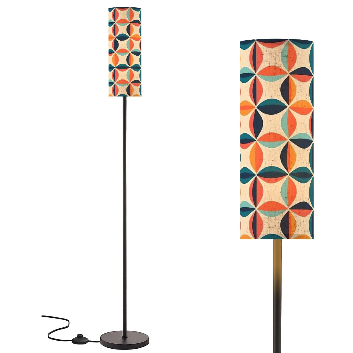 Mid Century Modern Orange Blue Teal Scandinavian Designed Floor Lamp - Mid Century Modern Gal