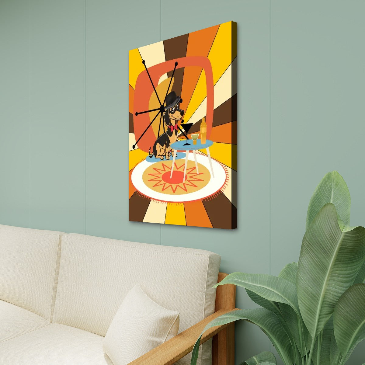 Dachshund Doxie Weiner Dog, Retro Mod Groovy Mid Century Modern Artwork - Mid Century Modern Gal