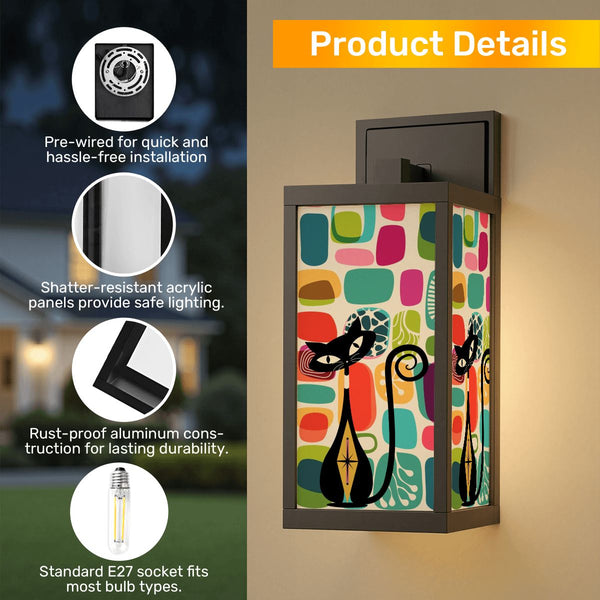 Atomic Cat Amoeba Designed Mid Century Modern Retro Patio Wall Light