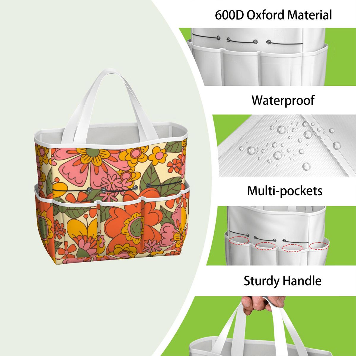70s Retro Revival Flower Power Groovy Floral Mid Mod Garden Tool Bag - Mid Century Modern Gal