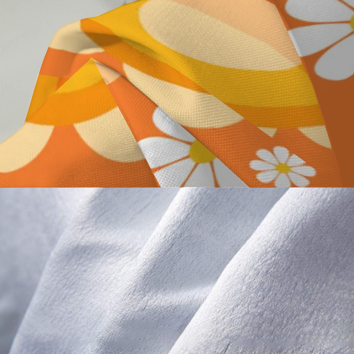 Retro Sofa Cover, Orange Flower Power 70s Home Decor Couch Covers Blanket - Mid Century Modern Gal