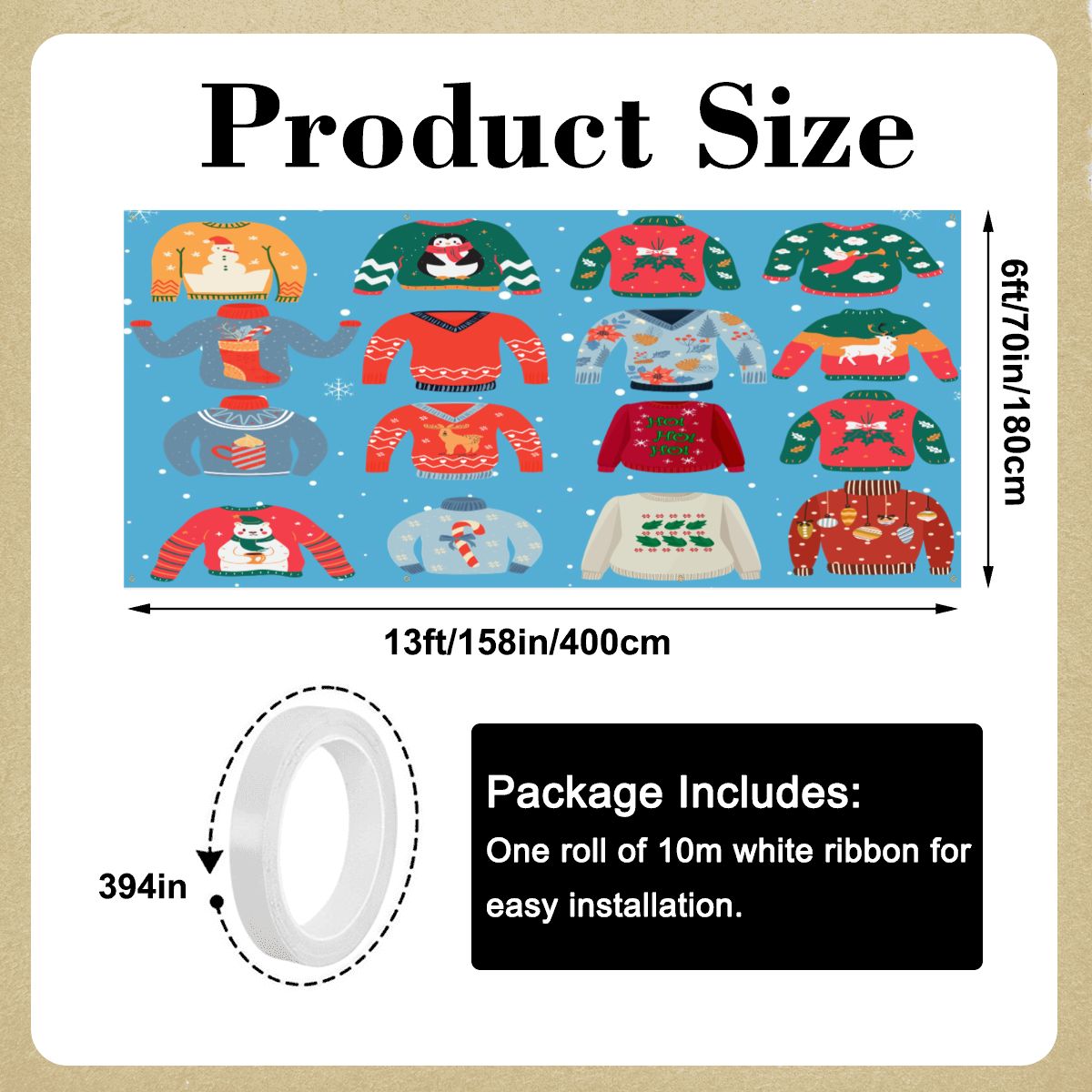 Ugly Christmas Sweater Garage Door Banner Backdrop - Mid Century Modern Gal