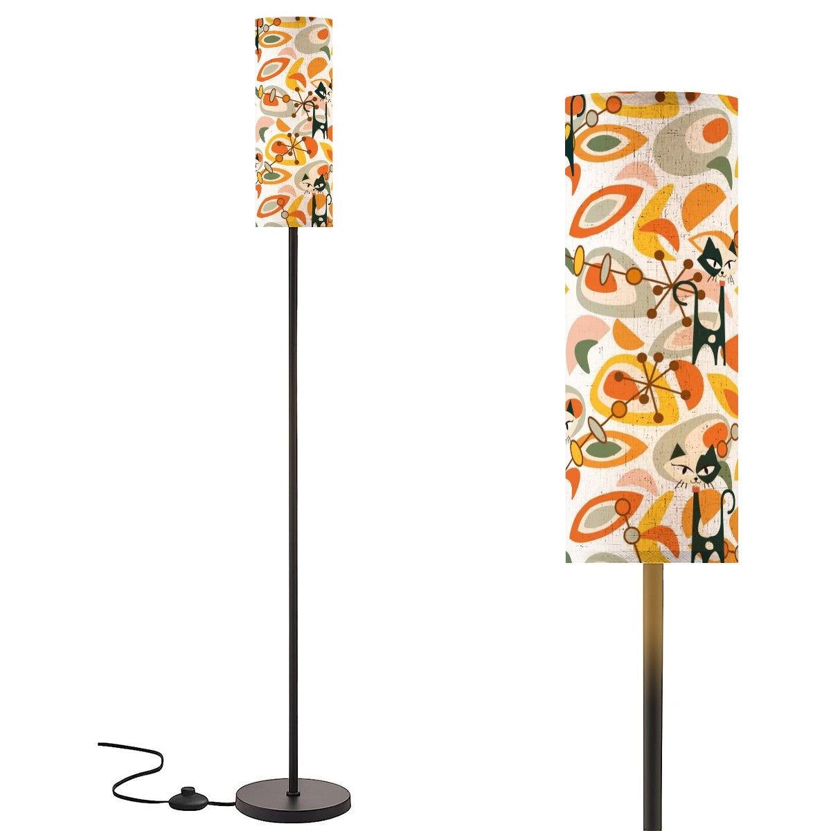 Kitsch Is Calling Atomic Cat Mid Century Modern Lovers, MCM Tall Slim Floor Lamp - Mid Century Modern Gal