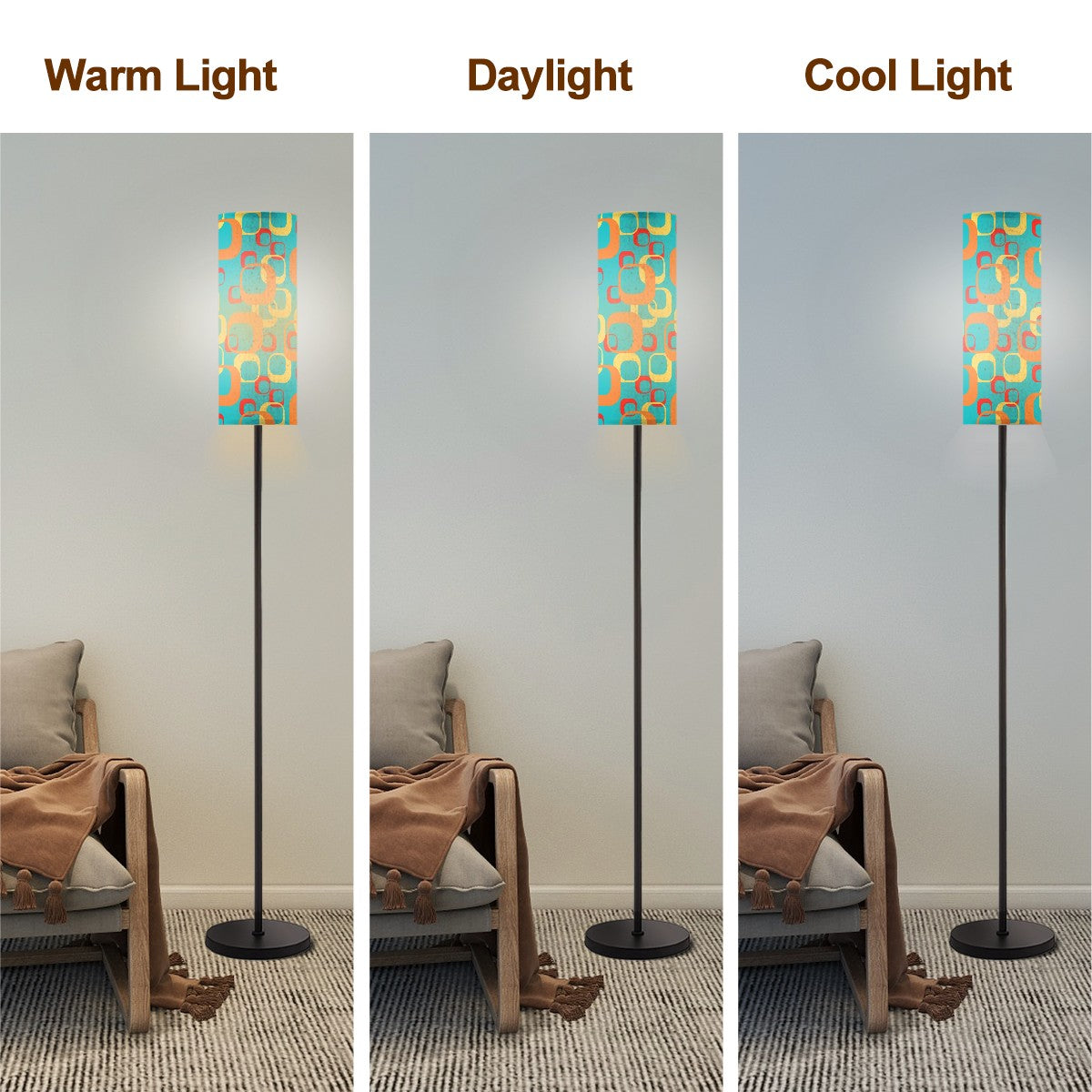 Mid Century Modern Geometric Teal Orange Yellow MCM Floor Lamp - Mid Century Modern Gal