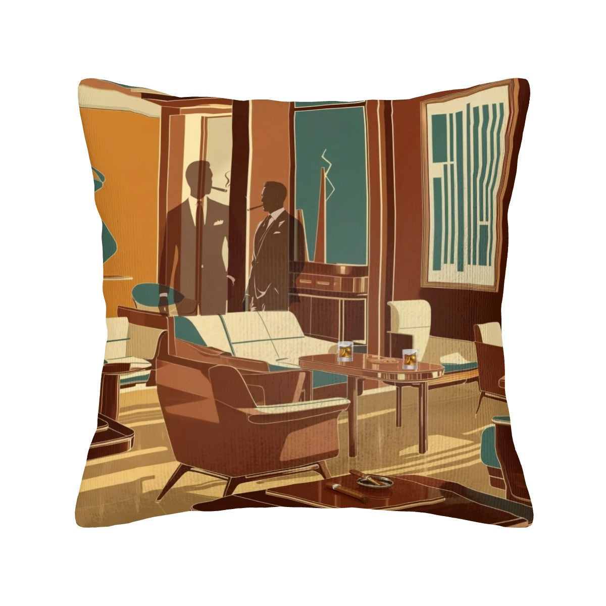 Gentlemans Mid Mod Lounge, Mid Century Modern Corduroy Throw Pillow Covers (Double-Sided Design) - Mid Century Modern Gal