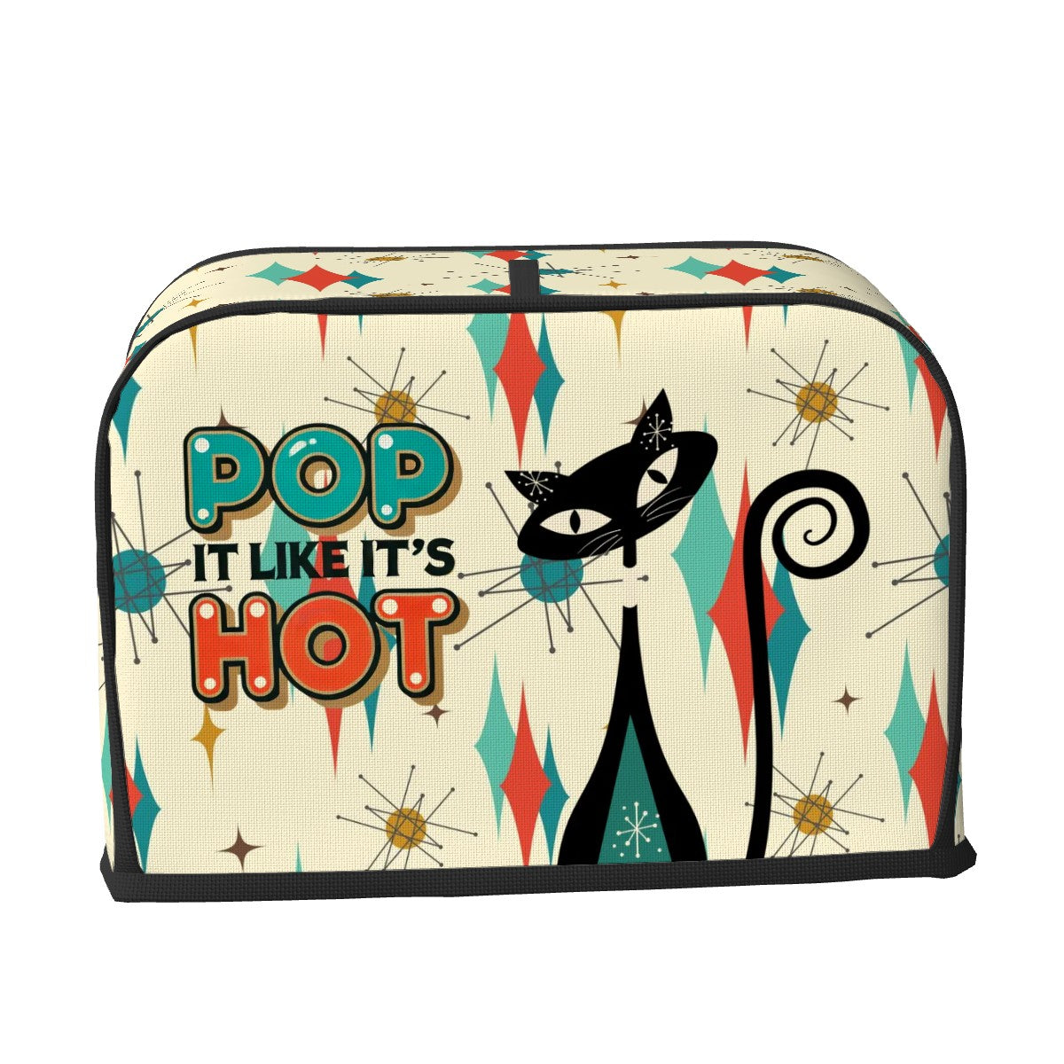 Atomic Cat Quirky Fun Toaster Cover, Pop It Like It's Hot 50s Mod Kitchen - Mid Century Modern Gal