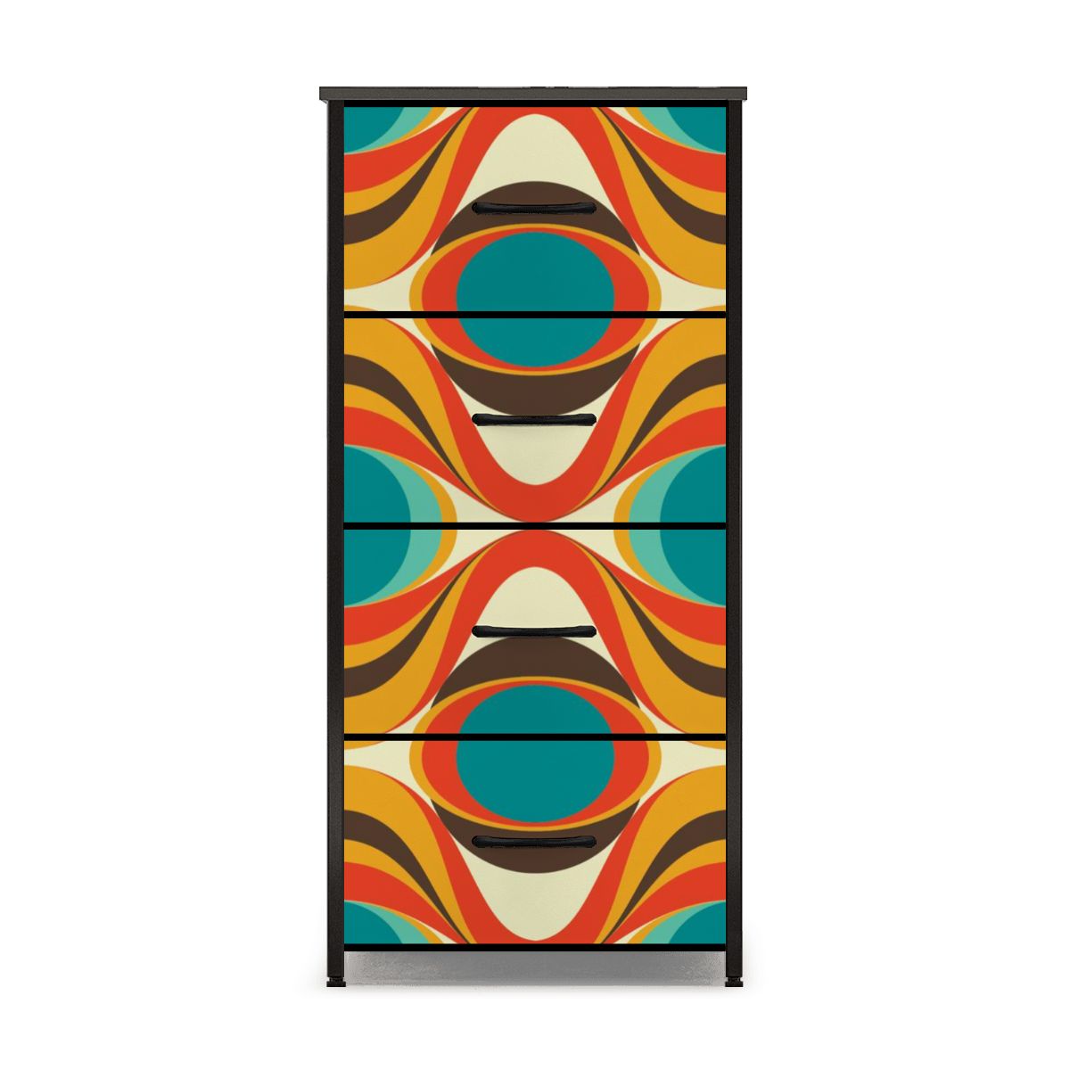 Mid Century Modern Orange Teal Mustard Yellow Mod 4-Drawer Dresser - Mid Century Modern Gal