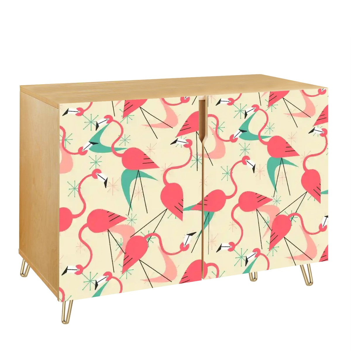 Mid Century Modern Sideboard, Credenza With Kitschy Playful Dancing Flamingos - Mid Century Modern Gal