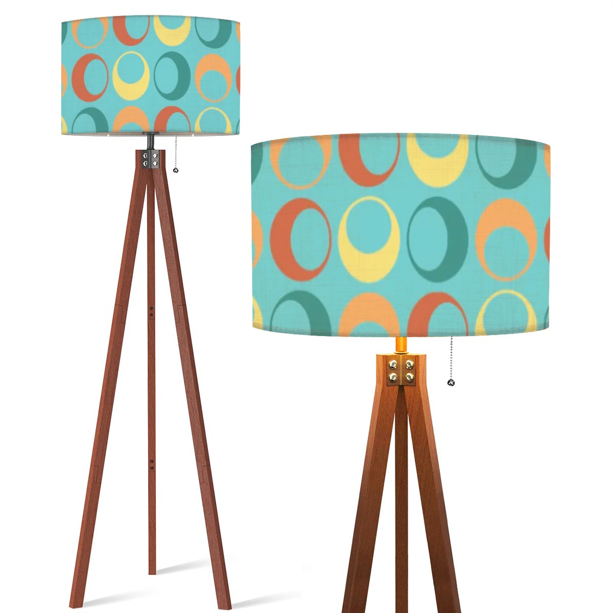 Geometric Circle Designed Retro Mid Century Modern Tripod Floor Lamp - Mid Century Modern Gal