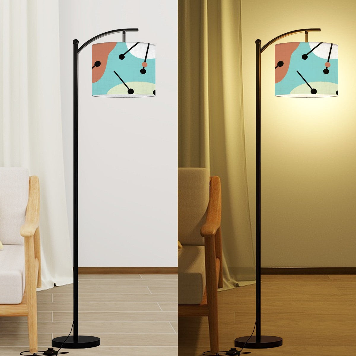 Mid Century Modern Amoeba Aqua Retro Arc Floor Lamp - Mid Century Modern Gal