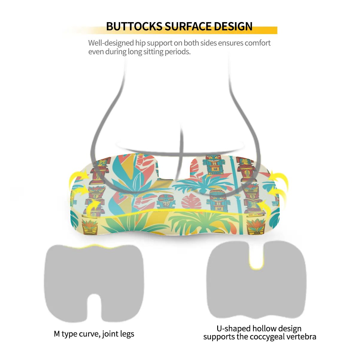 Mid Century Modern Tiki Designed Orthopedic Memory Foam Seat Cushion - Mid Century Modern Gal