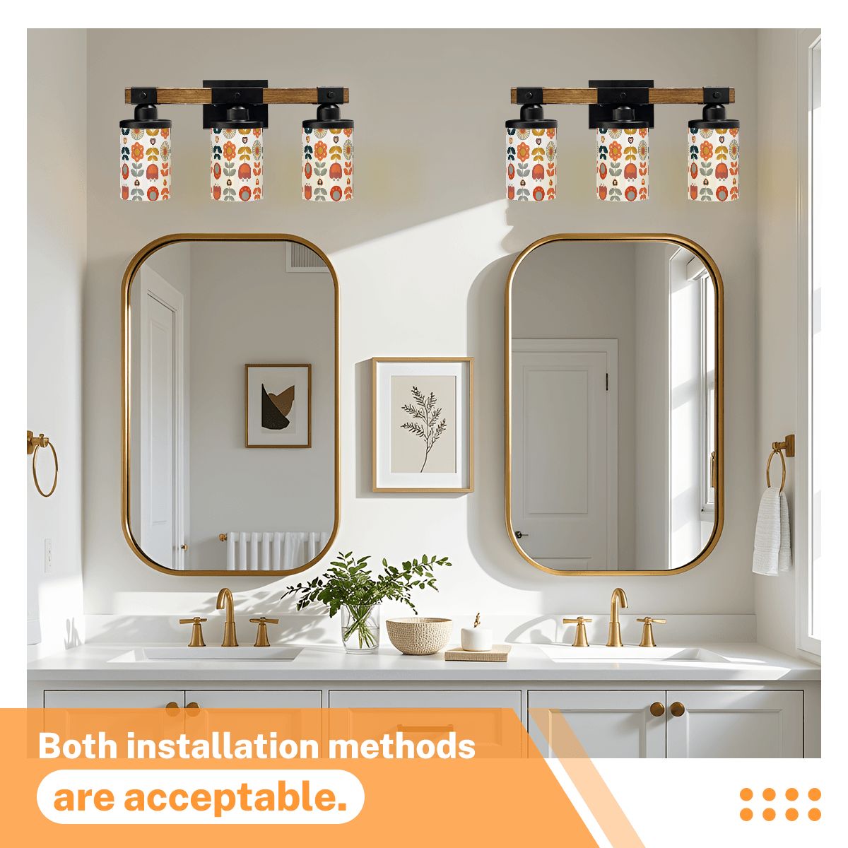 Modern Scandinavian Flower Orange Yellow Mod Bathroom Vanity Light Fixture - Mid Century Modern Gal