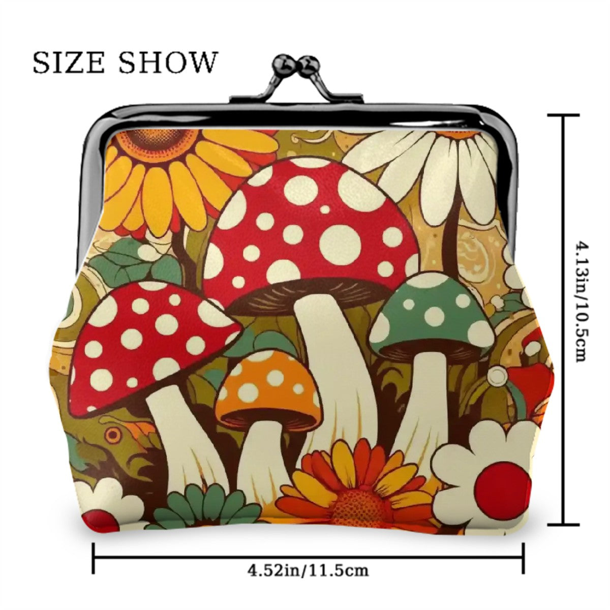 Retro Groovy Mushroom Funky Mod Coin Purse for Women - Mid Century Modern Gal
