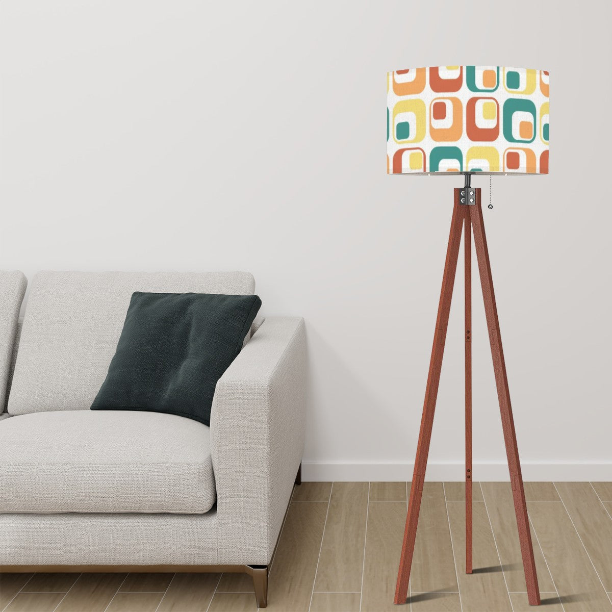 Mid Century Modern Tripod Floor Lamp With Funky Geometric Playful Design - Mid Century Modern Gal