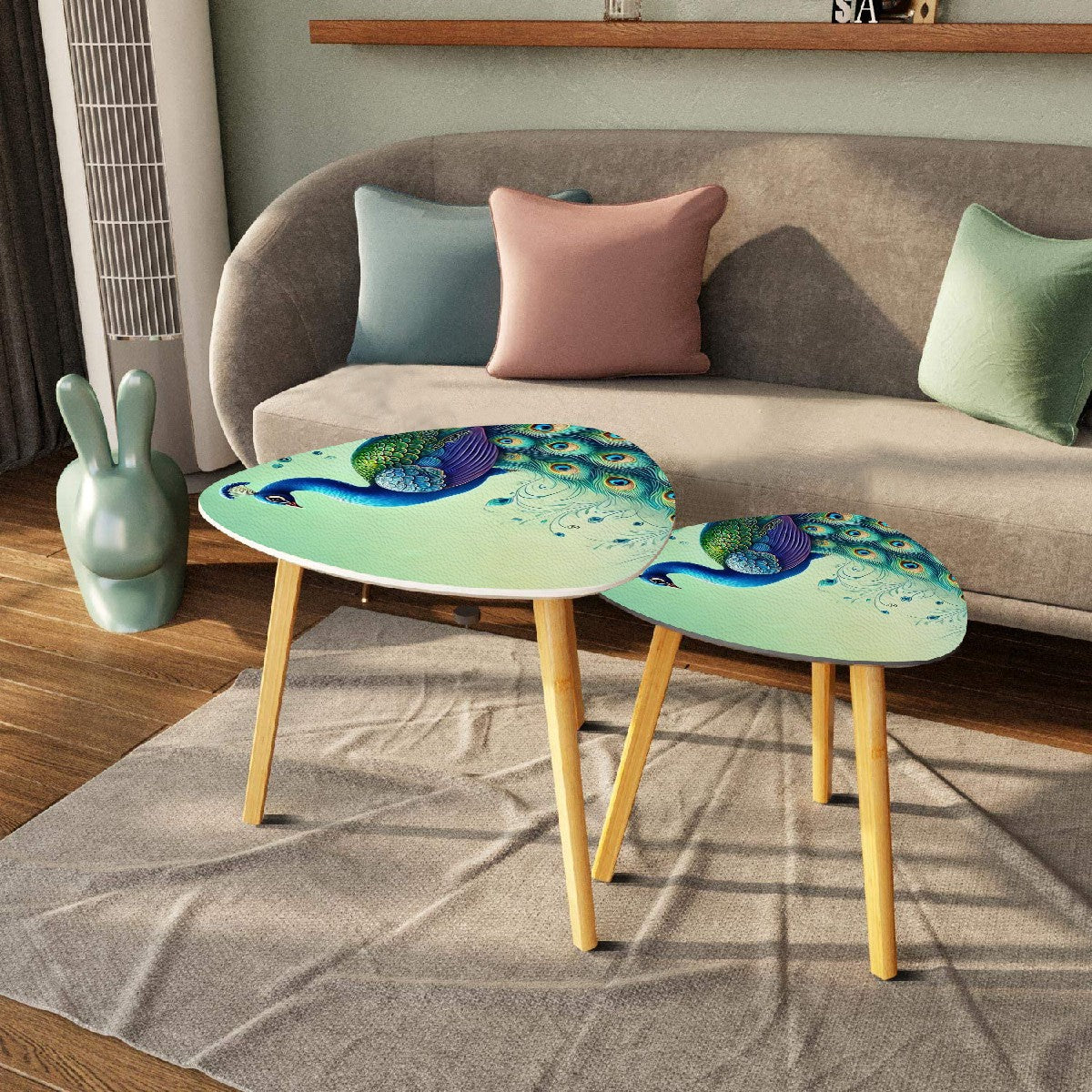 Peacock Designed, Blue, Green Mod Mid Century Modern Nesting Tables - Mid Century Modern Gal