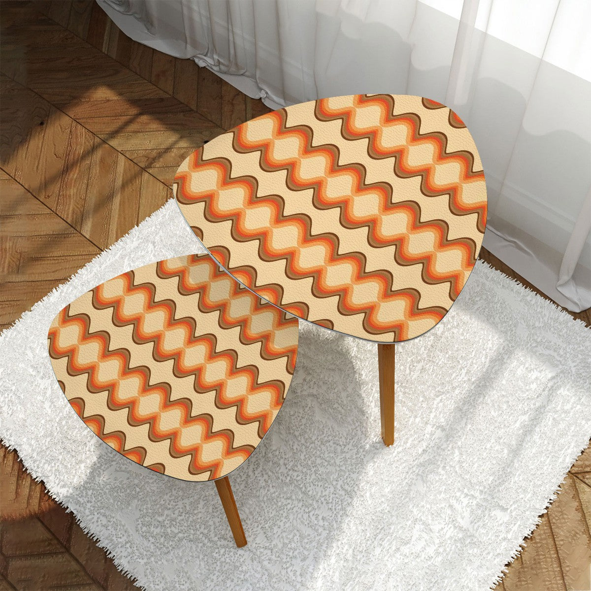 Mid Century Modern Orange, Brown Retro Mod Nesting Table Set - Mid Century Modern Gal
