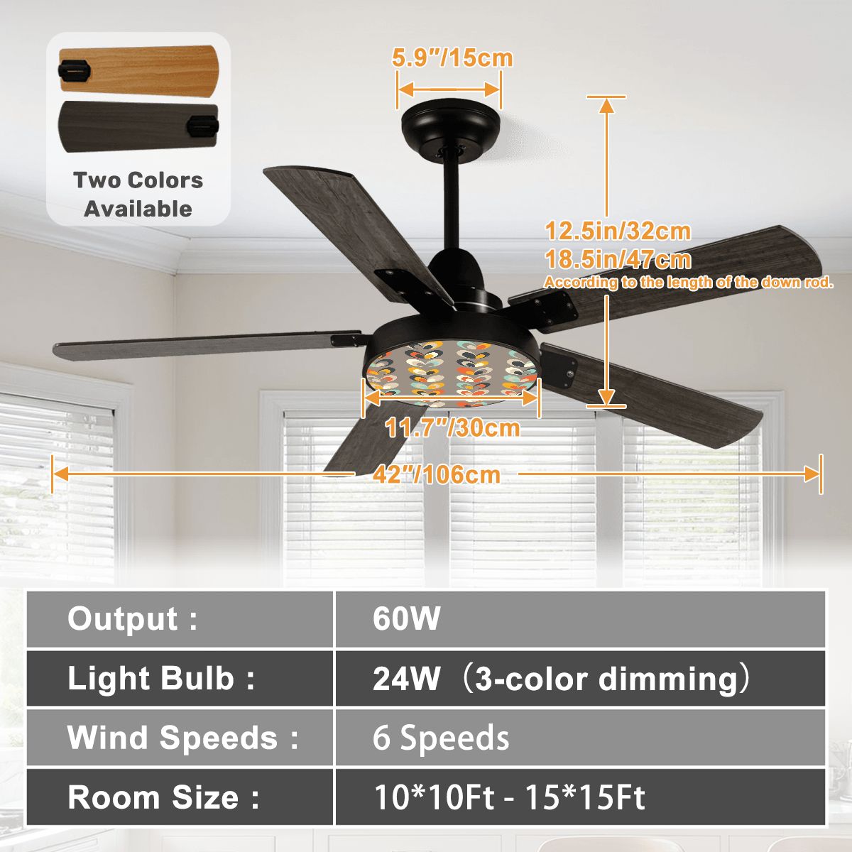 Mid Mod Scandinavian Floral Modern Danish Ceiling Fan With Light - Mid Century Modern Gal