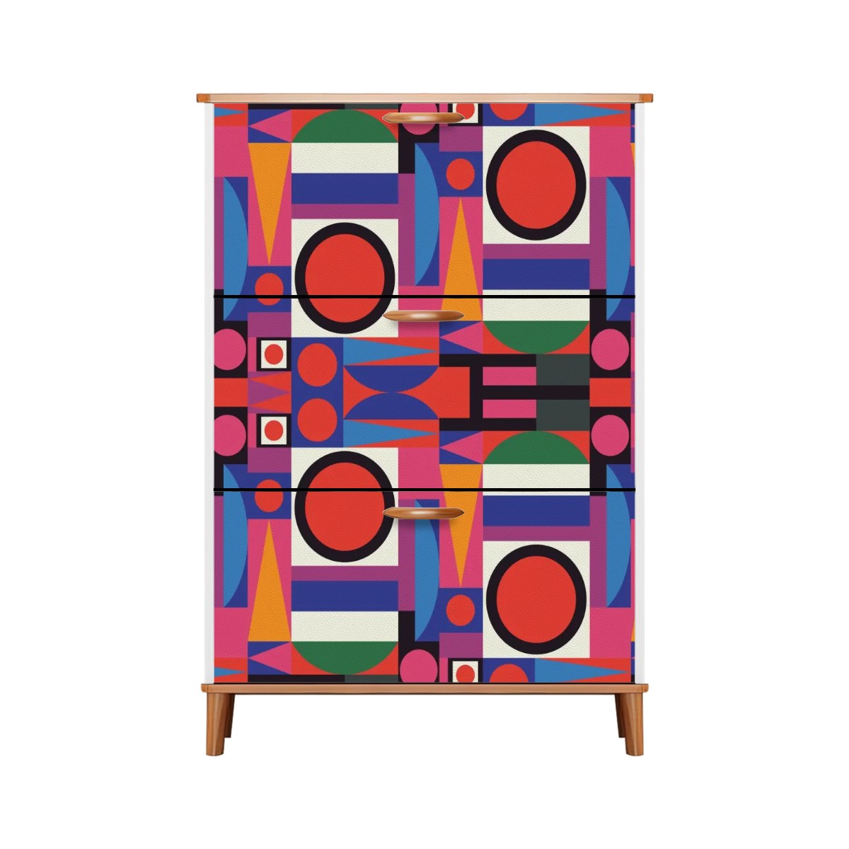 Mid Century Modern Shoe Cabinet, Bauhaus Designed Geometric Mod Furniture Storage Organization - Mid Century Modern Gal