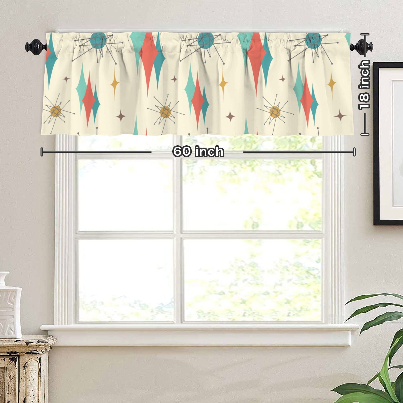 Mid Century Modern Franciscan Starburst Kitschy Window Valance Curtain - Mid Century Modern Gal