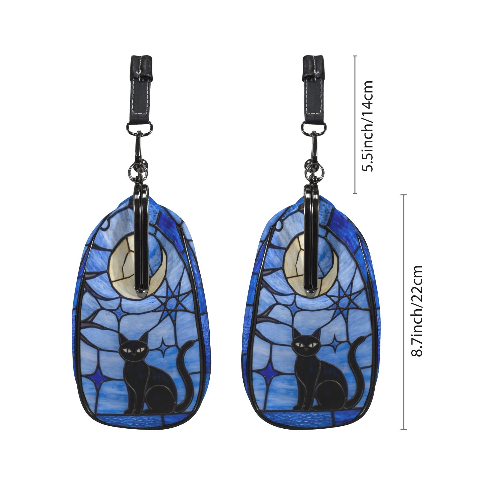 Halloween Stained Glass Style Night Sky Black Cat Kisslock Crossbody Purse