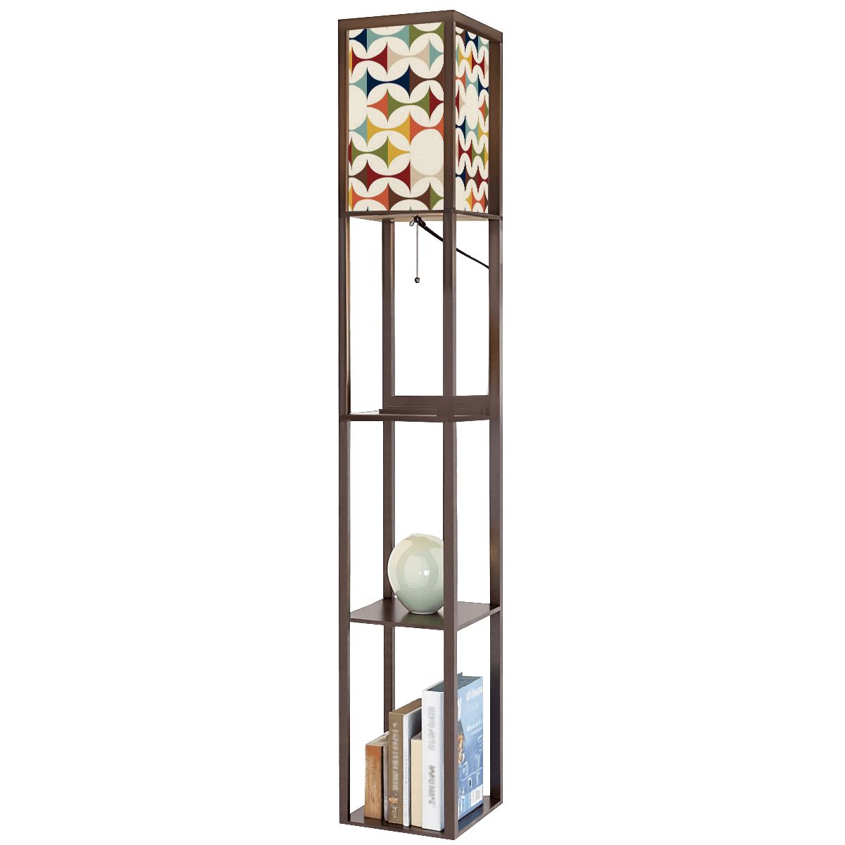 Mid Century Scandinavian Designed, Geometric Retro Mid Mod Floor Lighting With Shelves - Mid Century Modern Gal
