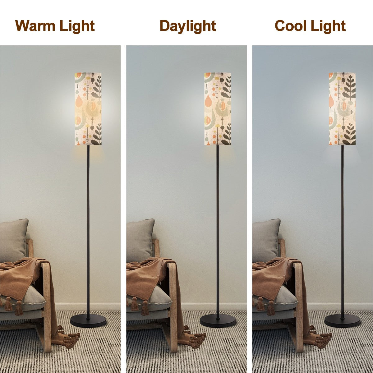 Mid Century Modern Scandinavian Floral Designed Slim Floor Lamp - Mid Century Modern Gal