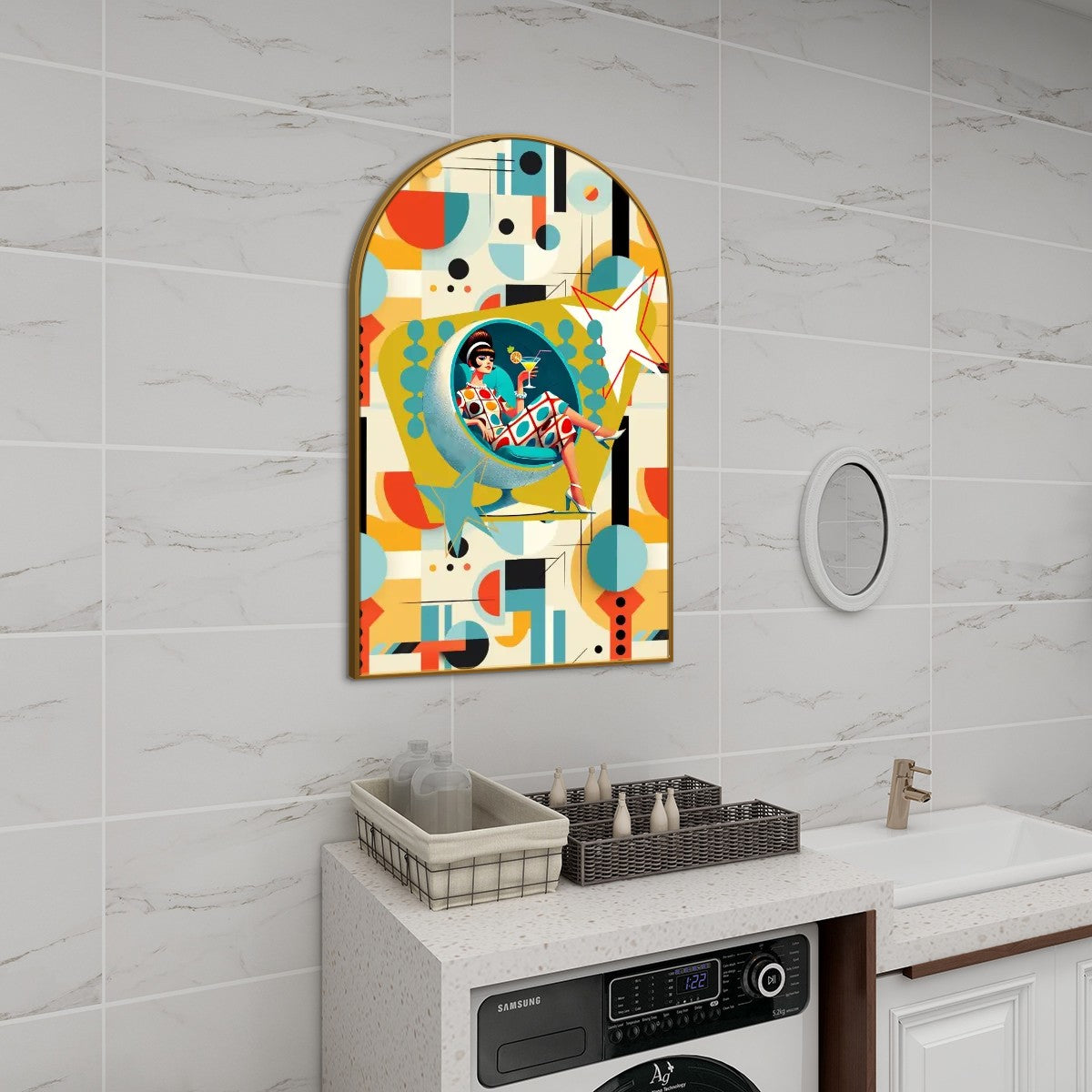 Mid Century Modern Bauhaus Designed Mod 60s Gal Kitschy Arc Wall Art - Mid Century Modern Gal