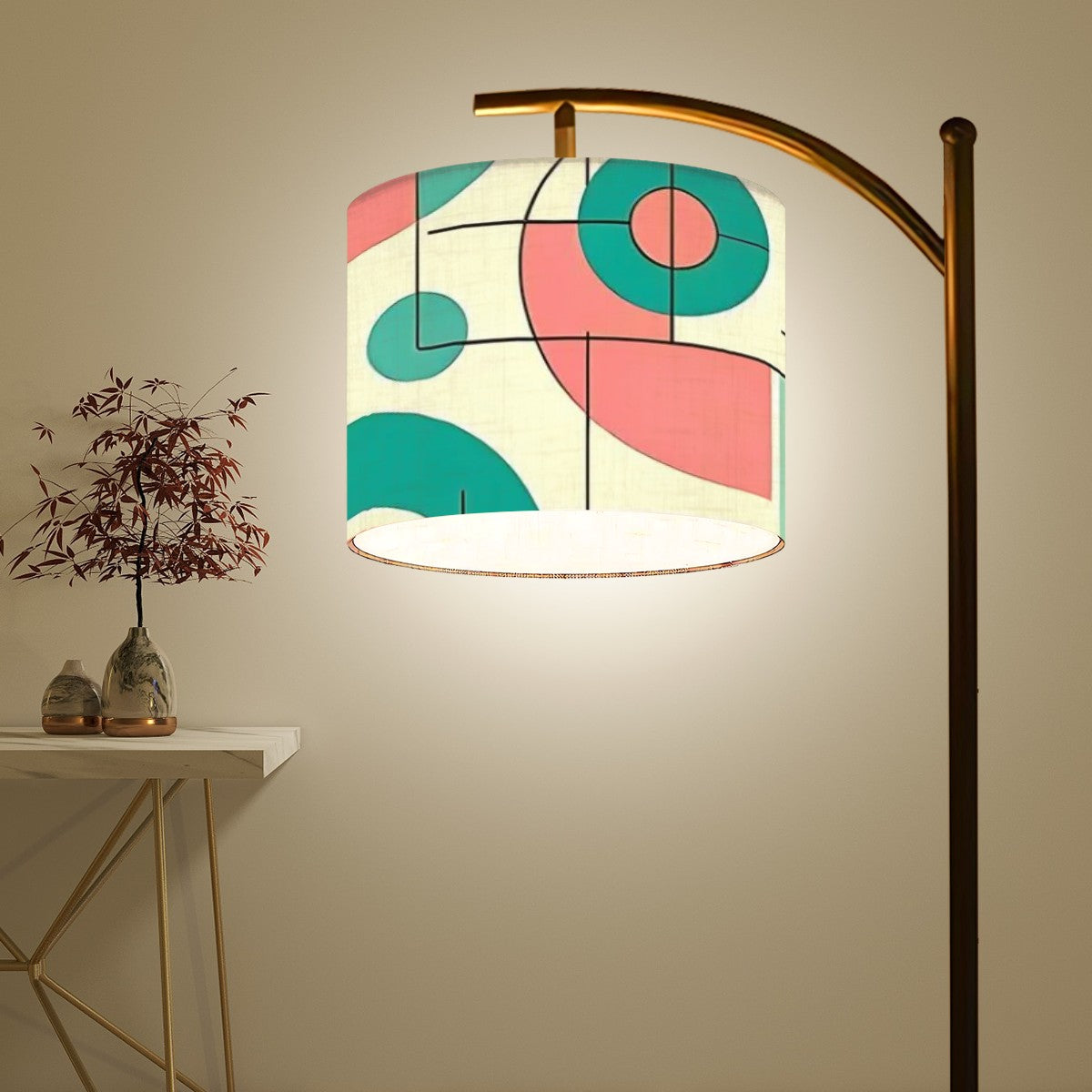Mid Century Modern Bauhaus Designed Pink, Teal Yellow Lamp Shade ONLY - Mid Century Modern Gal