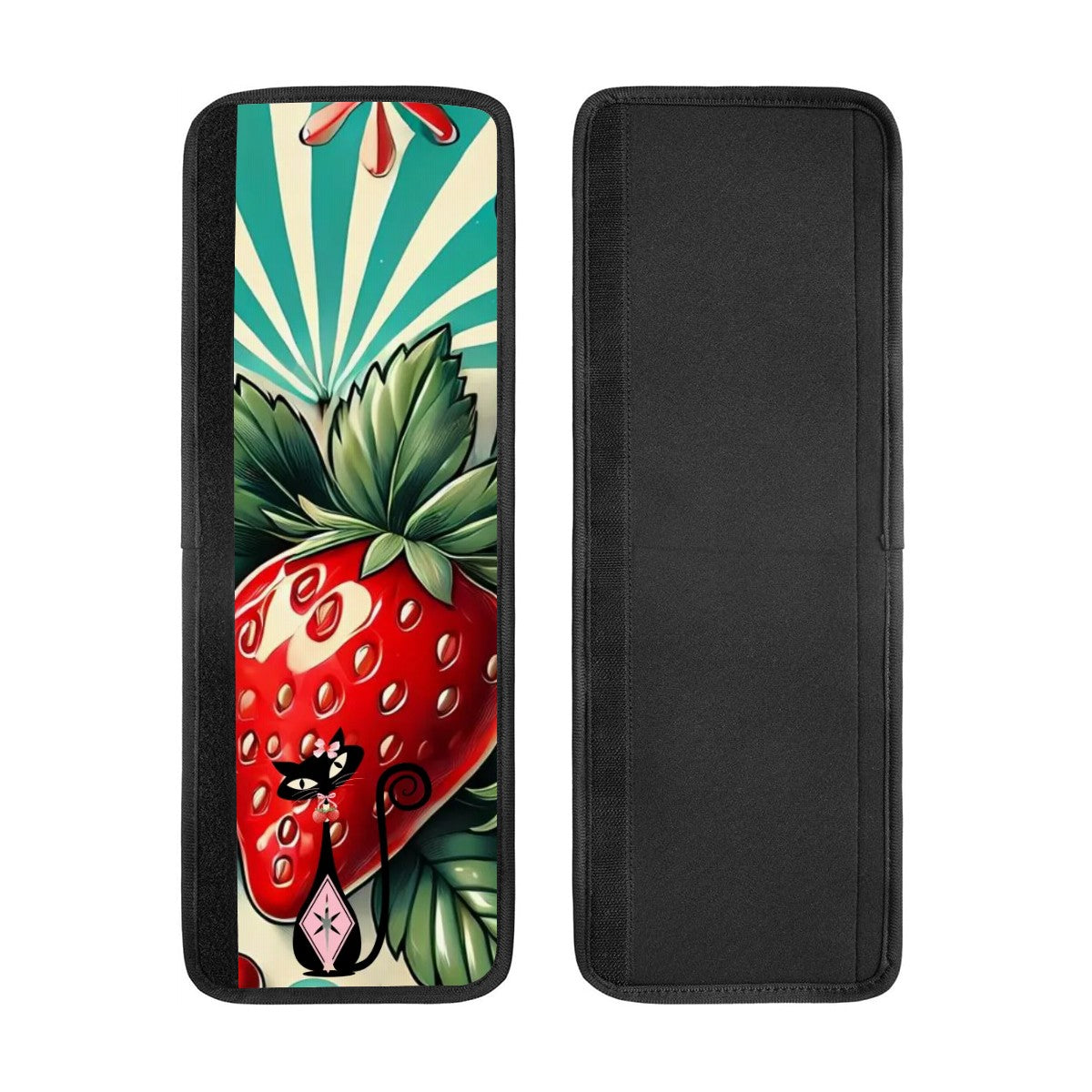 Atomic Cat Retro Strawberry Designed Kitschy Fun Refrigerator Handle Covers 2 pcs - Mid Century Modern Gal