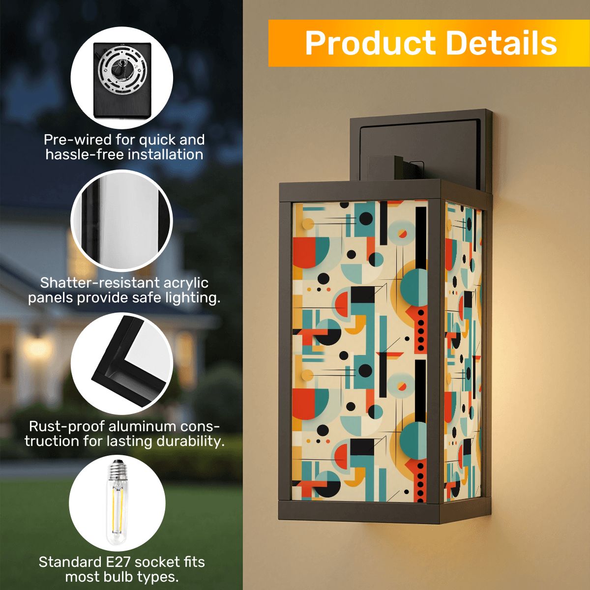 Mid Mod Bauhaus Designed Retro Patio Wall Light - Mid Century Modern Gal