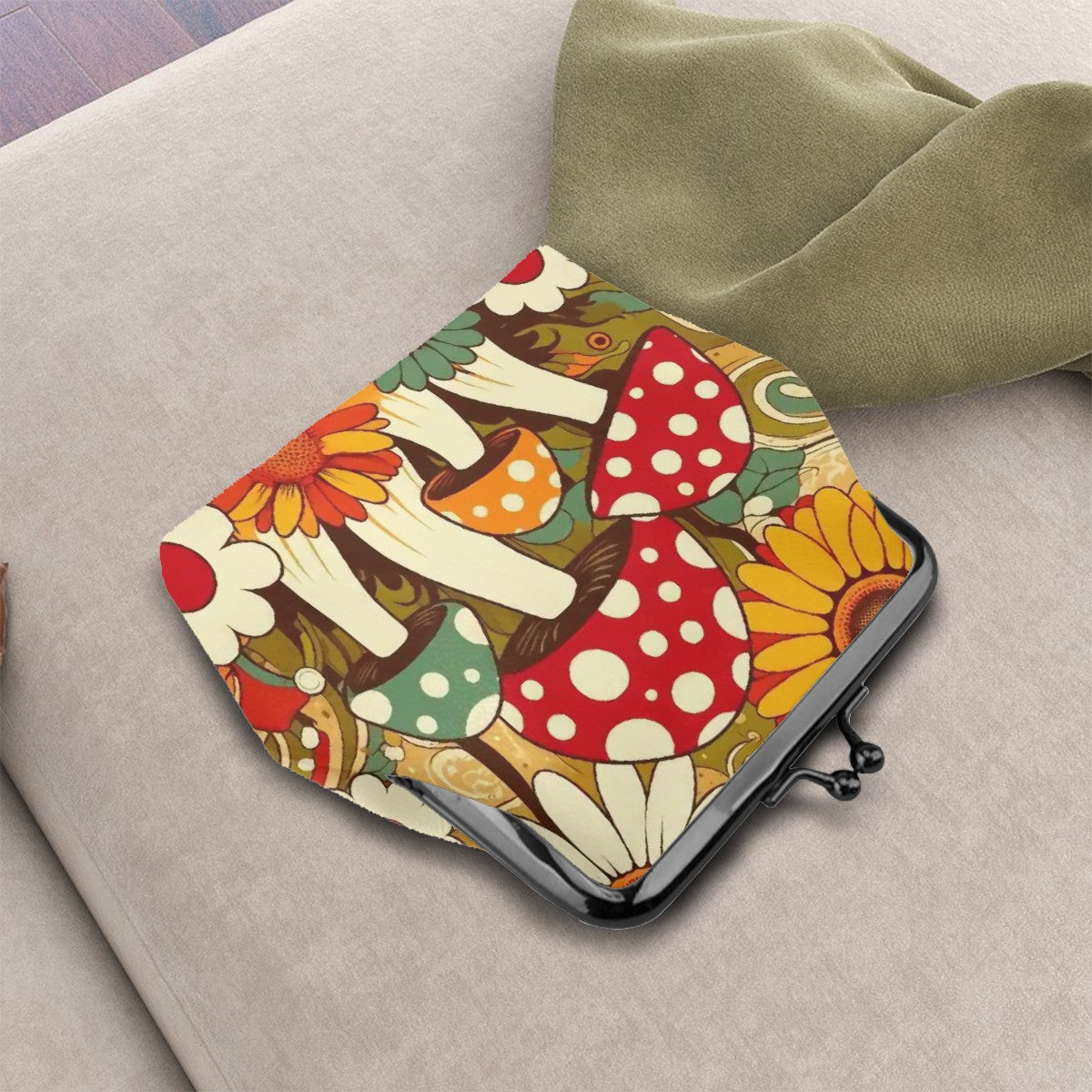 Retro Groovy Mushroom Funky Mod Coin Purse for Women - Mid Century Modern Gal