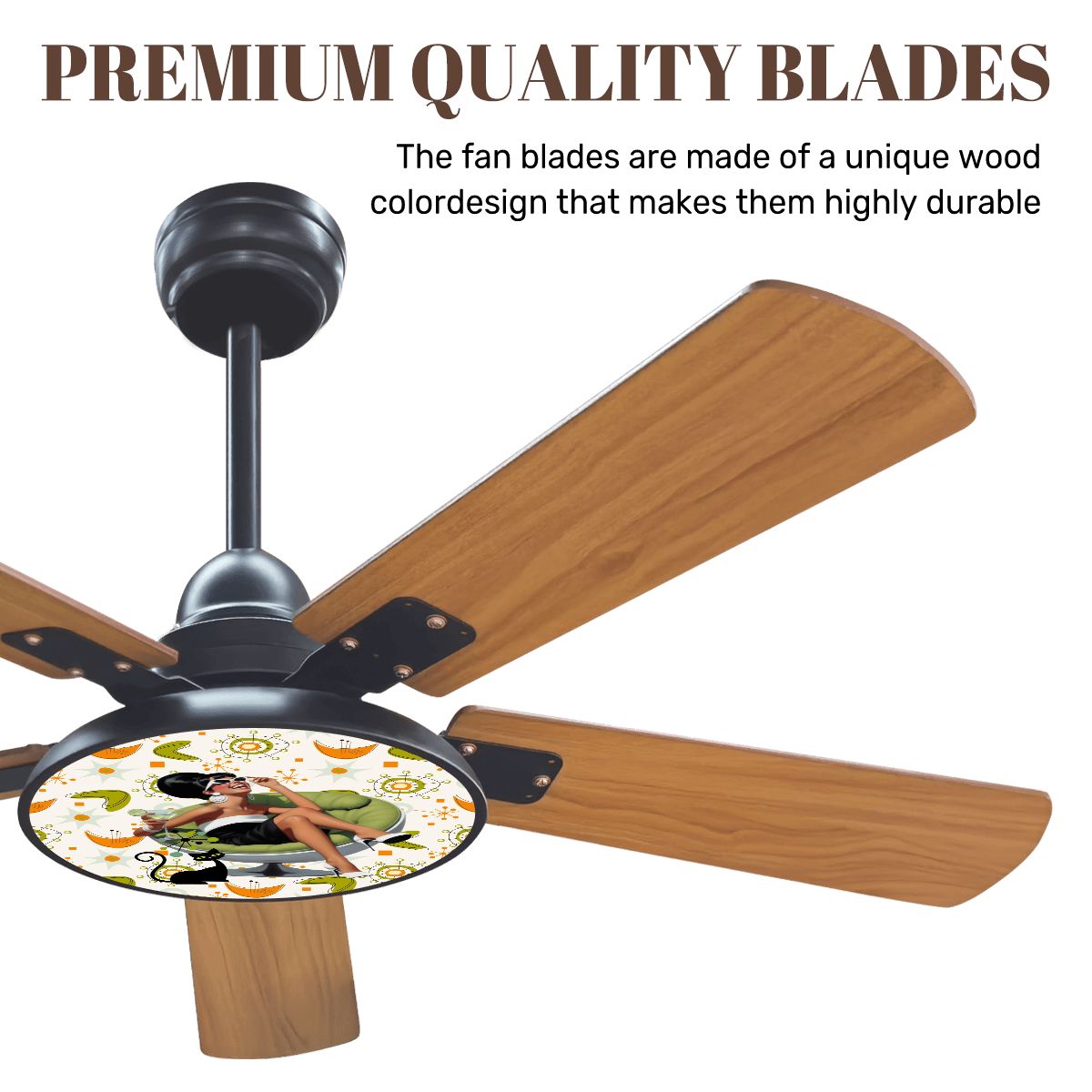 Mid Century Modern Gal Kitschy Quirky Fun Atomic Cat, Cocktail Lounge Ceiling Fan With Light - Mid Century Modern Gal