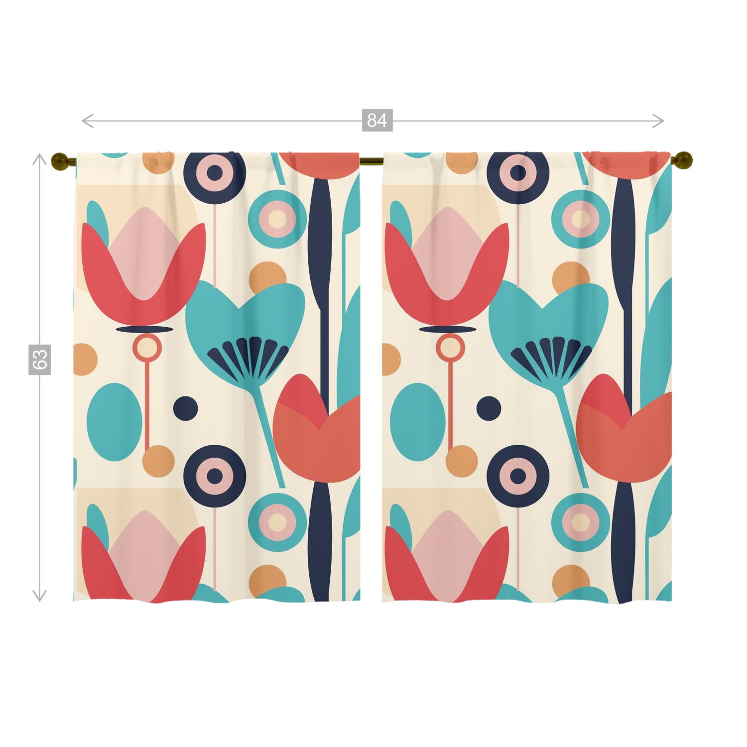 Retro Scandinavian Floral Mid Mod Window Curtains (two panels) - Mid Century Modern Gal