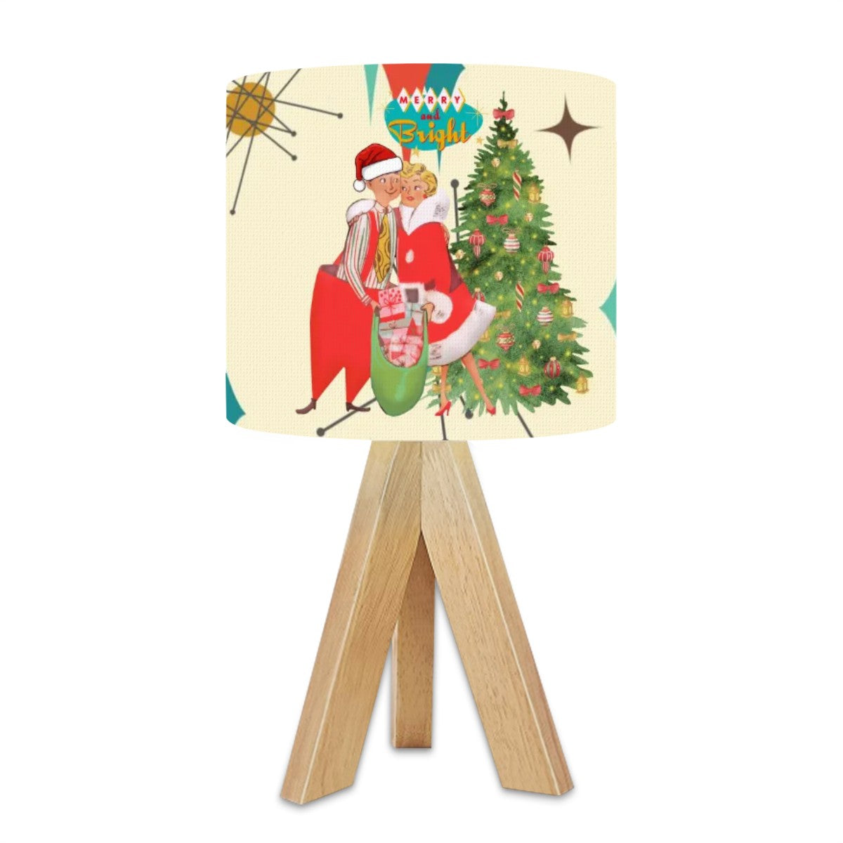 Holiday Kitsch Mid Mod Christmas Table Tripod  Lamp - Mid Century Modern Gal