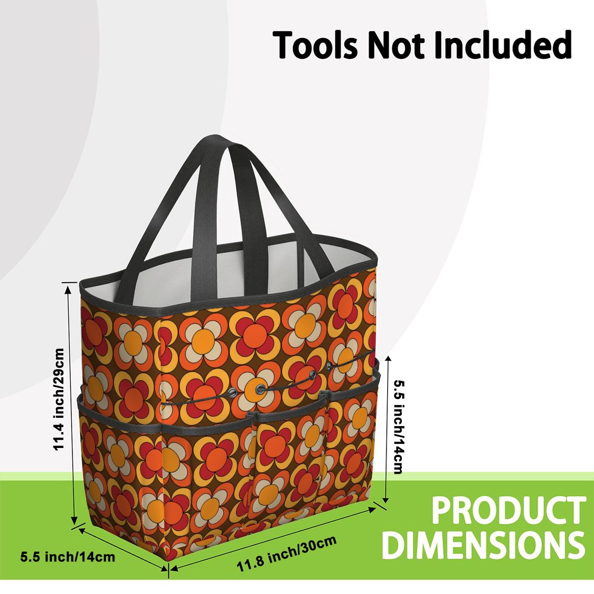 Groovy MCM Orange, Brown Yellow Burnt Red Retro Floral 70s Mid Mod Garden Tool Bag - Mid Century Modern Gal