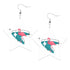 Kitschy Mid Mod Flamingo White Vegan Leather Star Earrings - Mid Century Modern Gal