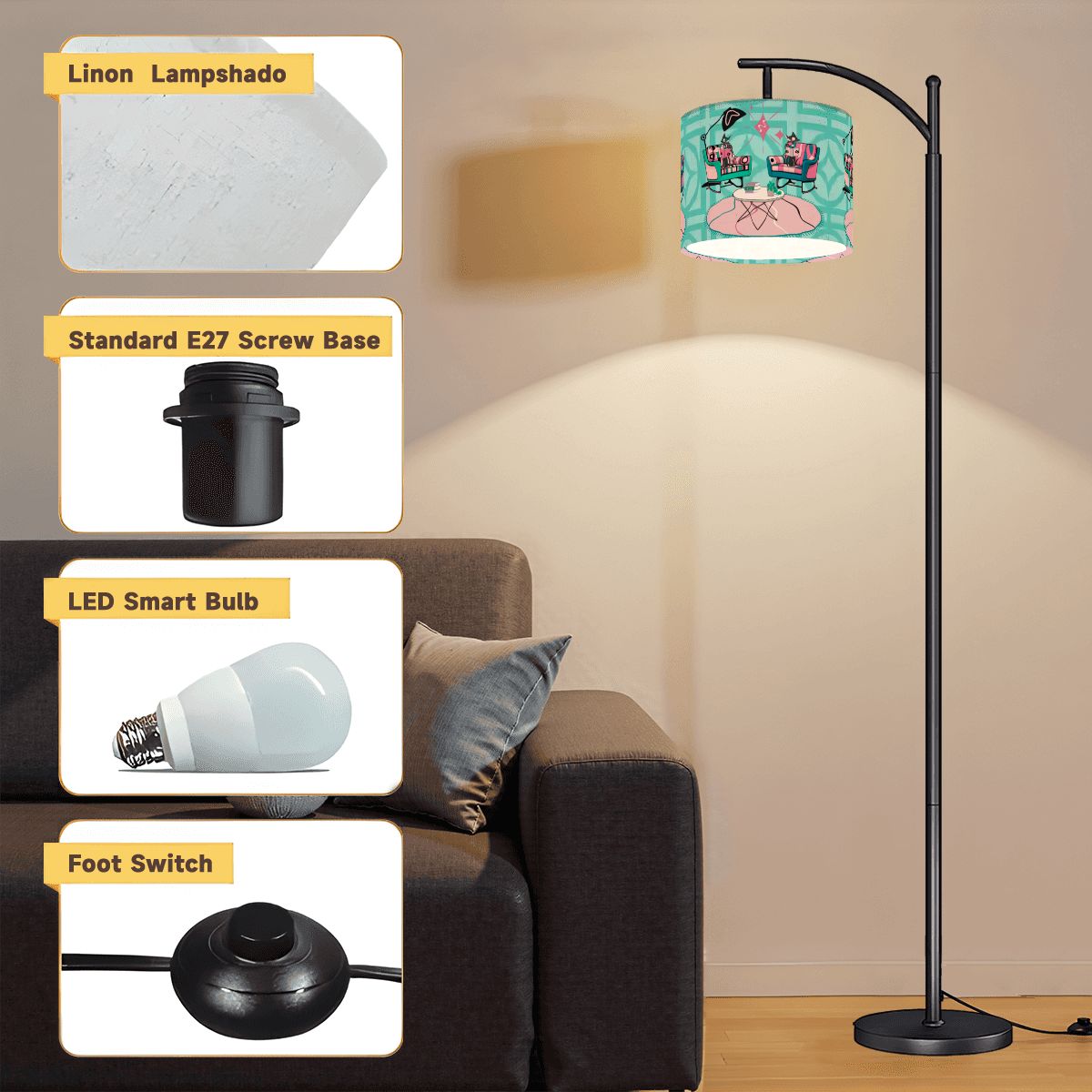Mid Century Modern Breeze Block Atomic Reading Cats, Mid Mod Kitschy Fun MCM Floor Lamp - Mid Century Modern Gal
