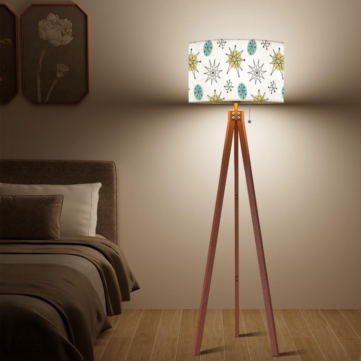 Mid Century Modern Franciscan Starburst Mod Tripod Floor Lamp - Mid Century Modern Gal