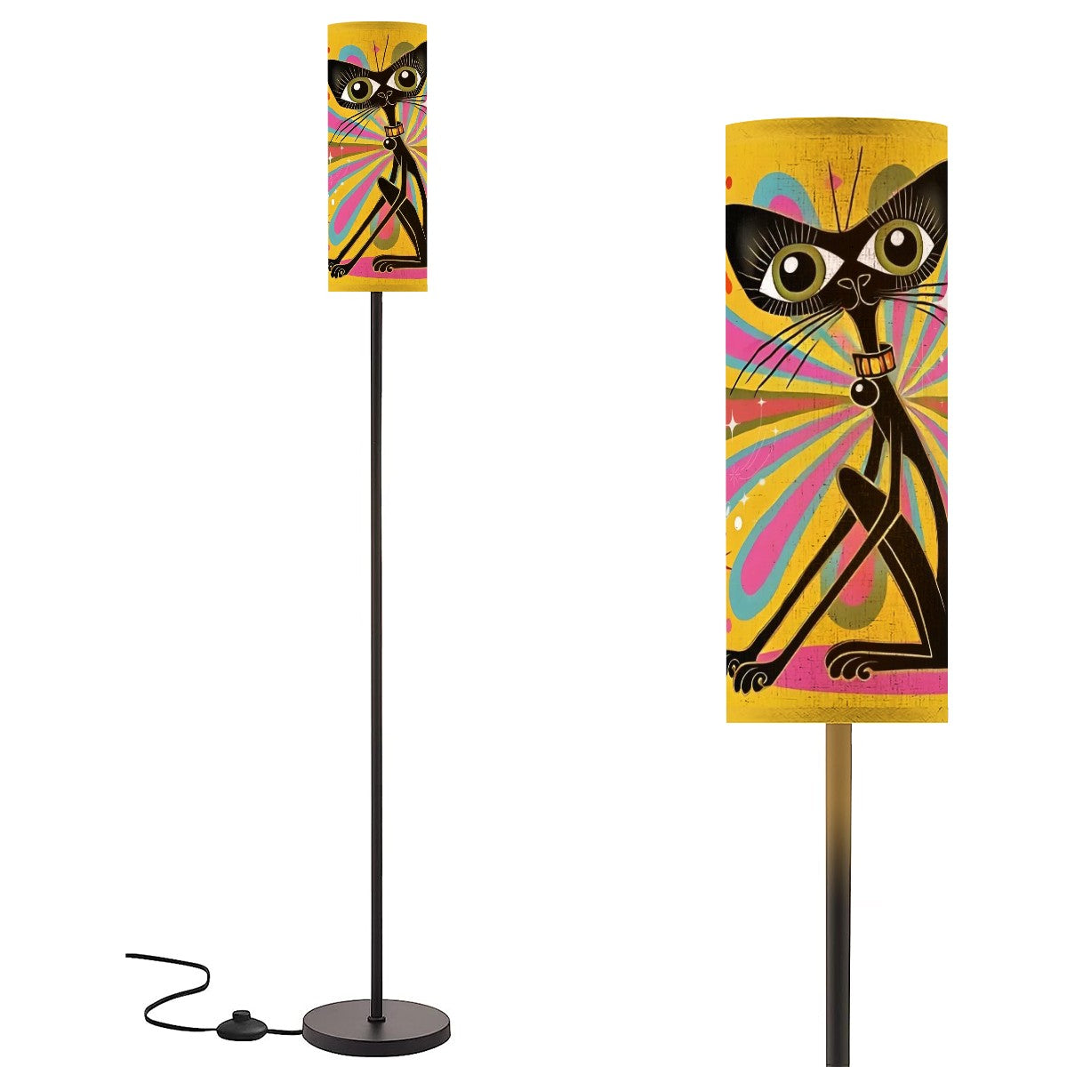 Atomic Quirky Cat, Mid Century Modern Slim Floor Lamp - Mid Century Modern Gal