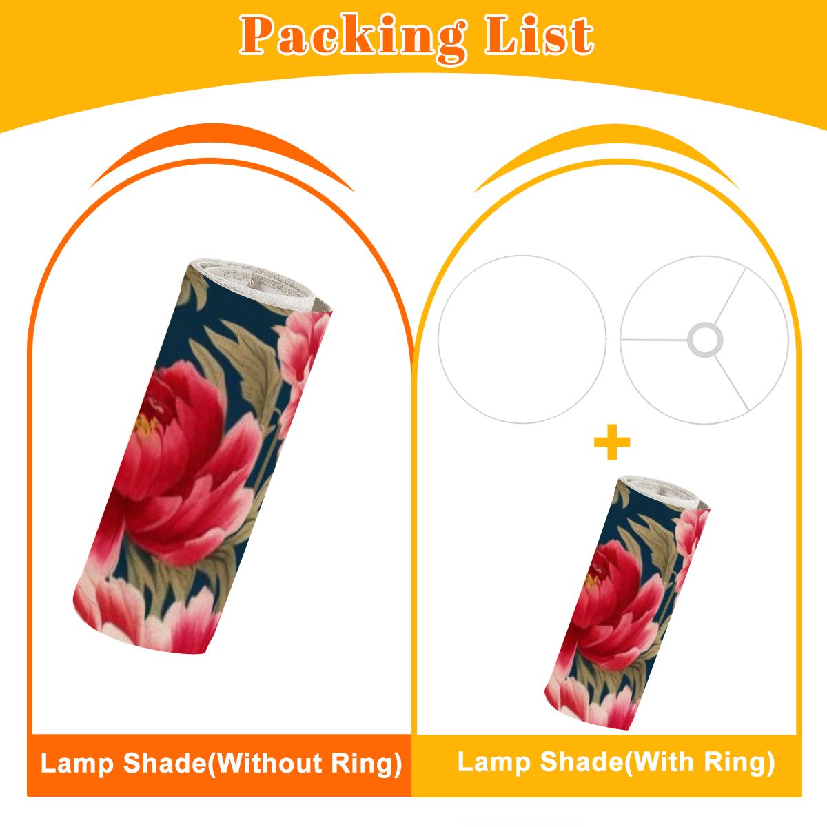Chinoiserie Royal Blue Pink, Red Roses And Peony Floral Modern Lamp SHADE ONLY - For Arc Floor Lamps Only - Mid Century Modern Gal