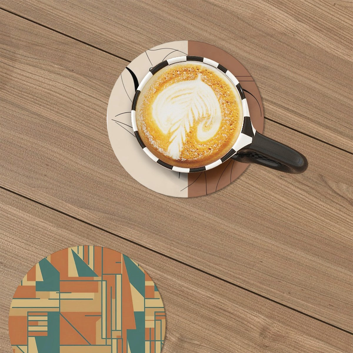 Mid Century Modern Barware, Bourbon Whiskey Cocktail Round Ceramic Coasters Set of 6 - Mid Century Modern Gal