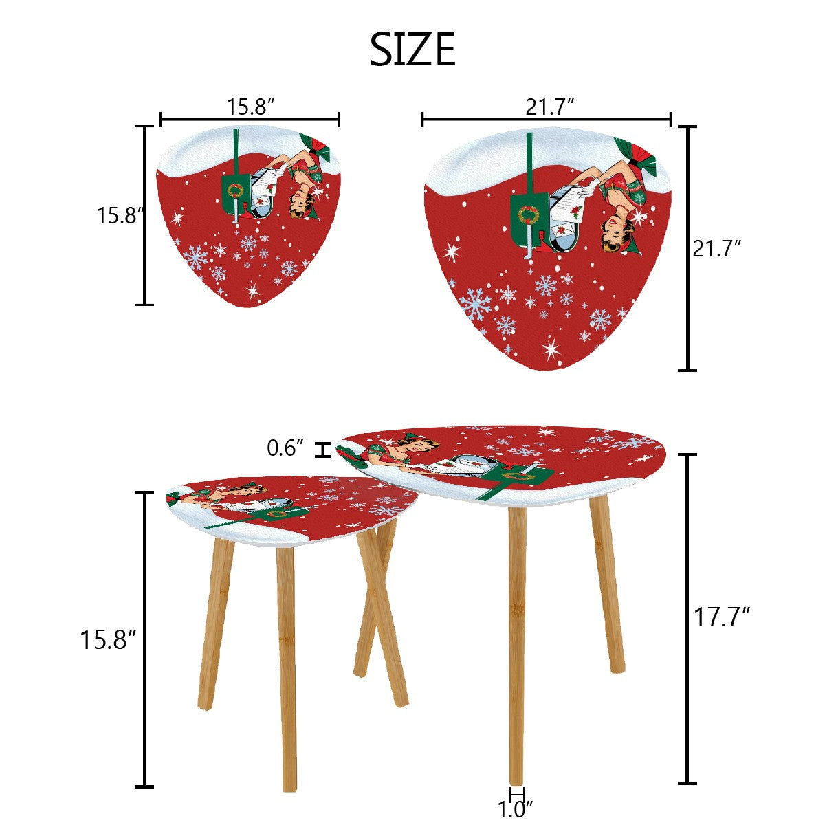 Mid Century Modern Christmas Red Decor, Kitschy Mod Gal Holiday Nesting Table Tables - Mid Century Modern Gal