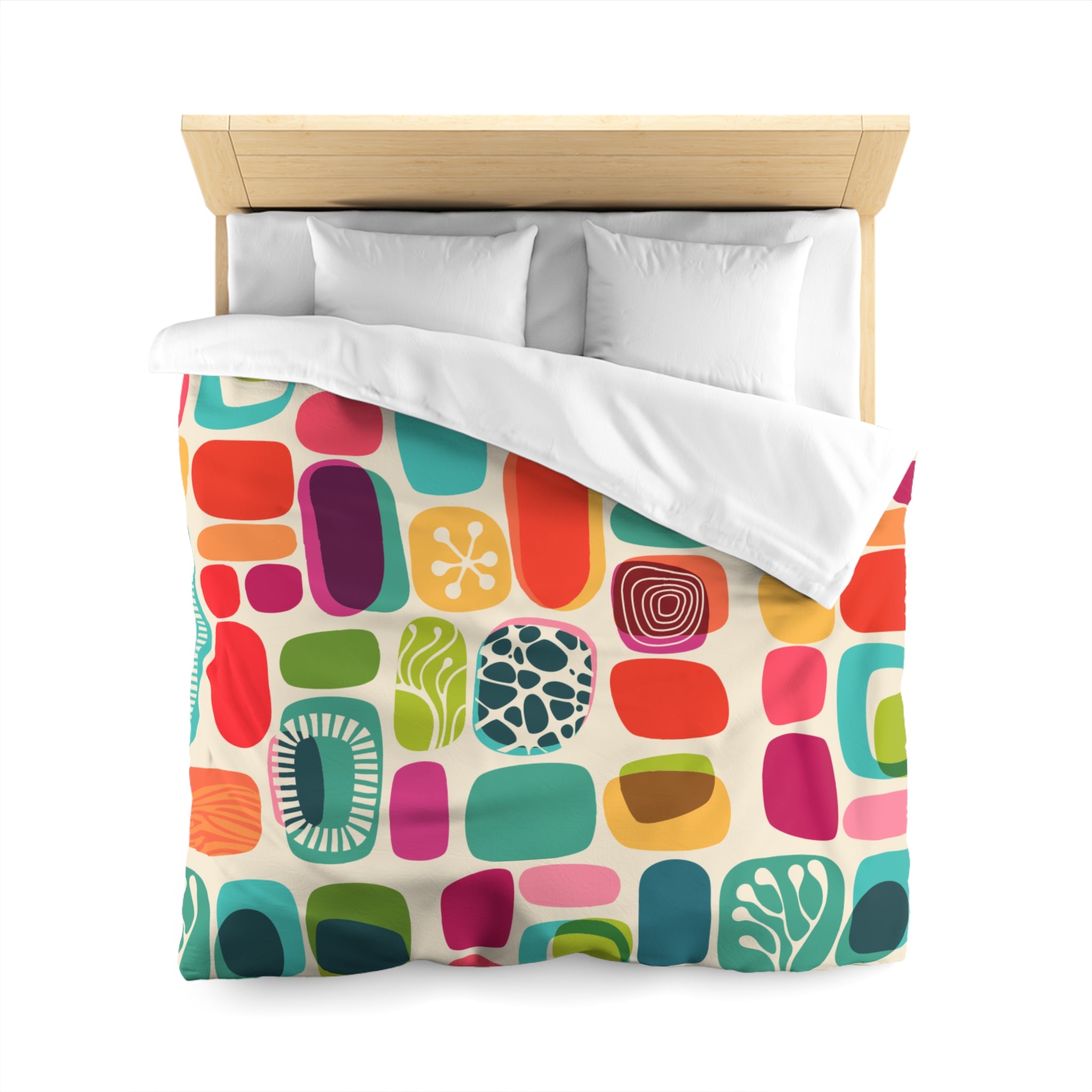 Mid Modern Abstract Geometric Retro Boho Colorful Bold MCM Home Decor Microfiber Duvet Cover - Mid Century Modern Gal