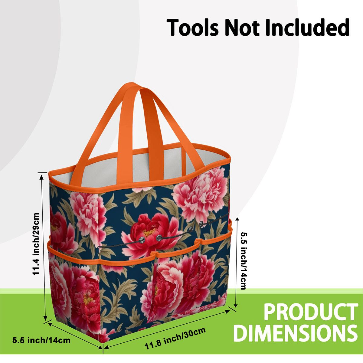 Modern Chinoiserie Royal Blue, Pink Red Floral Garden Tool Bag