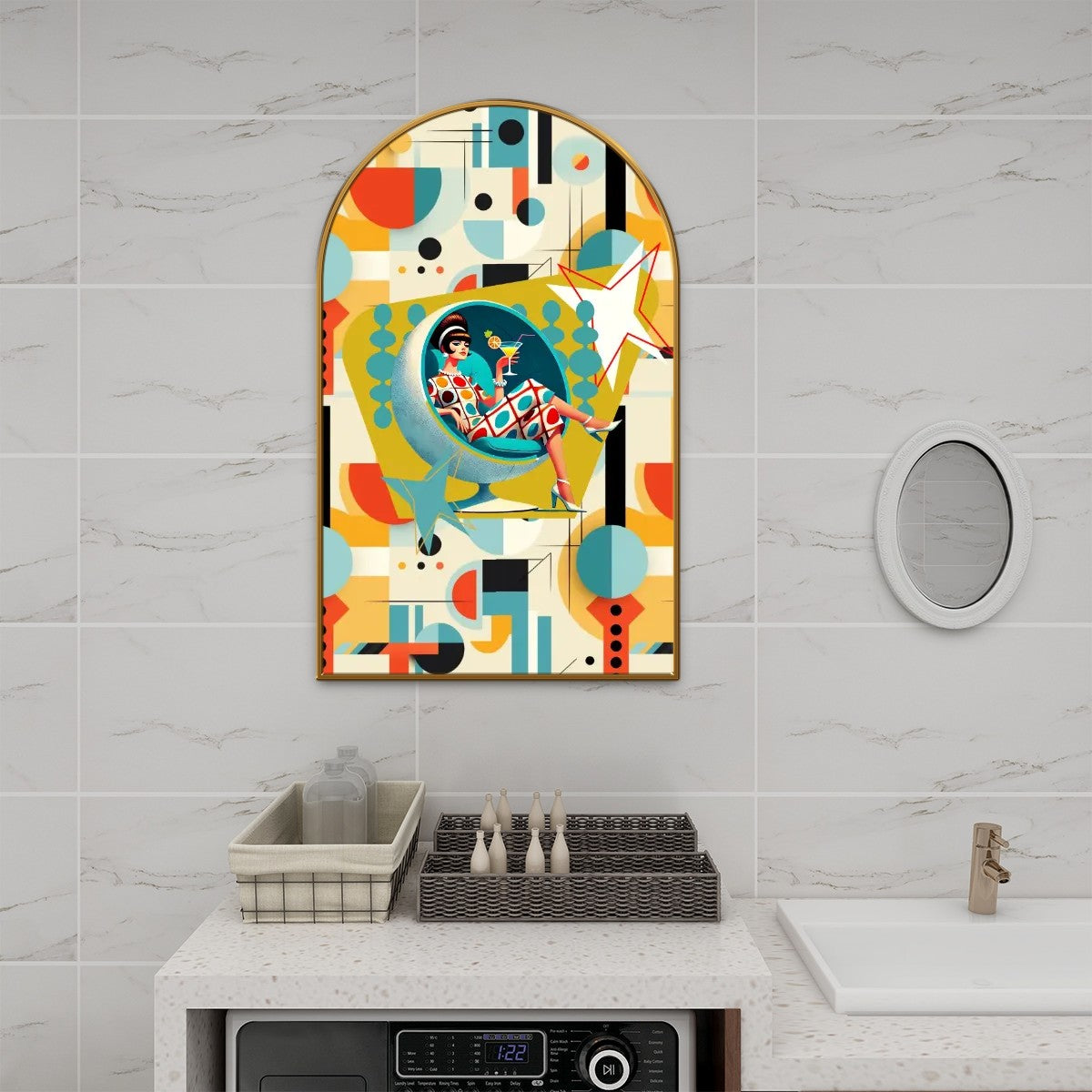 Mid Century Modern Bauhaus Designed Mod 60s Gal Kitschy Arc Wall Art - Mid Century Modern Gal