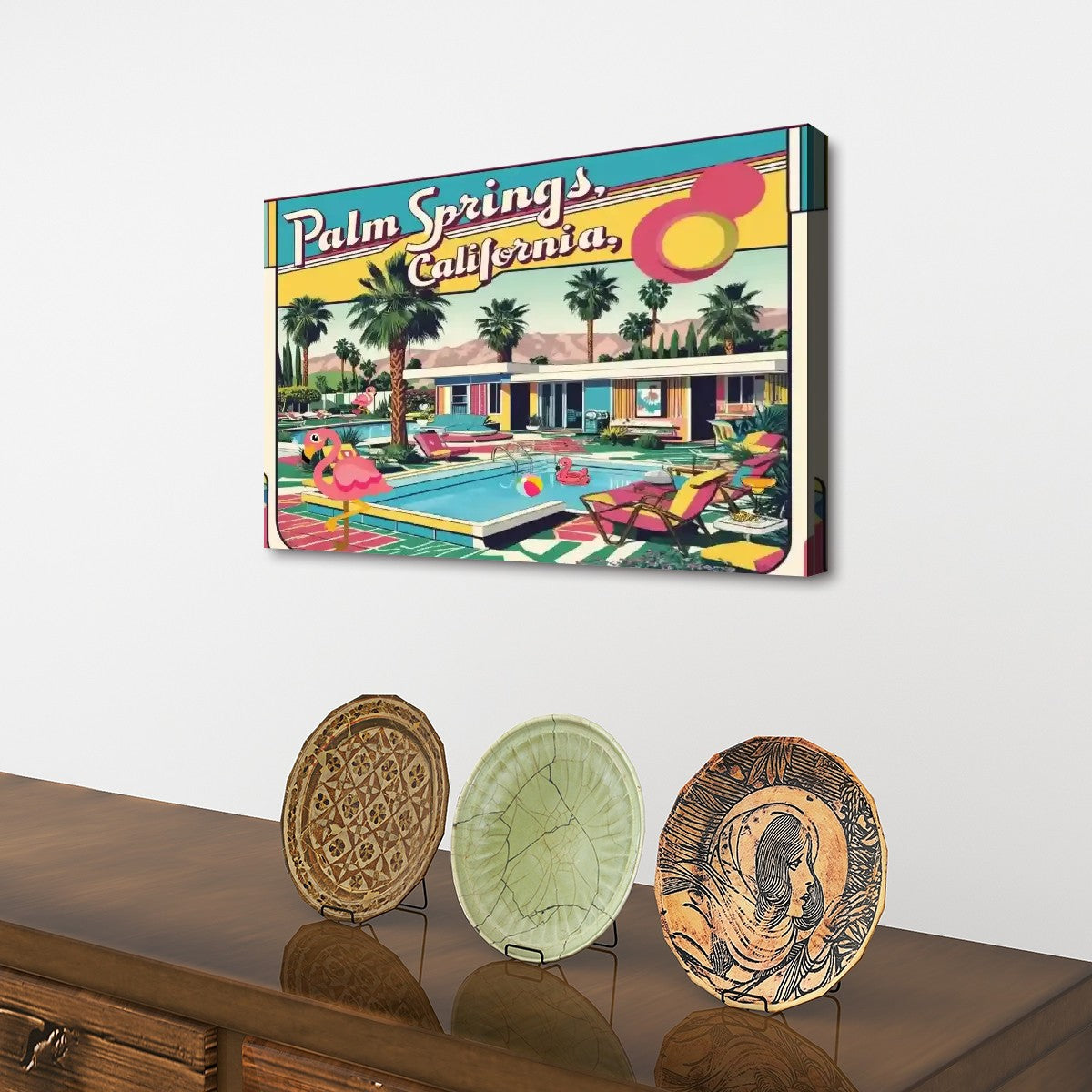 Palm Springs California Kitschy Flamingo Mid Century Modern Wall Art - Mid Century Modern Gal