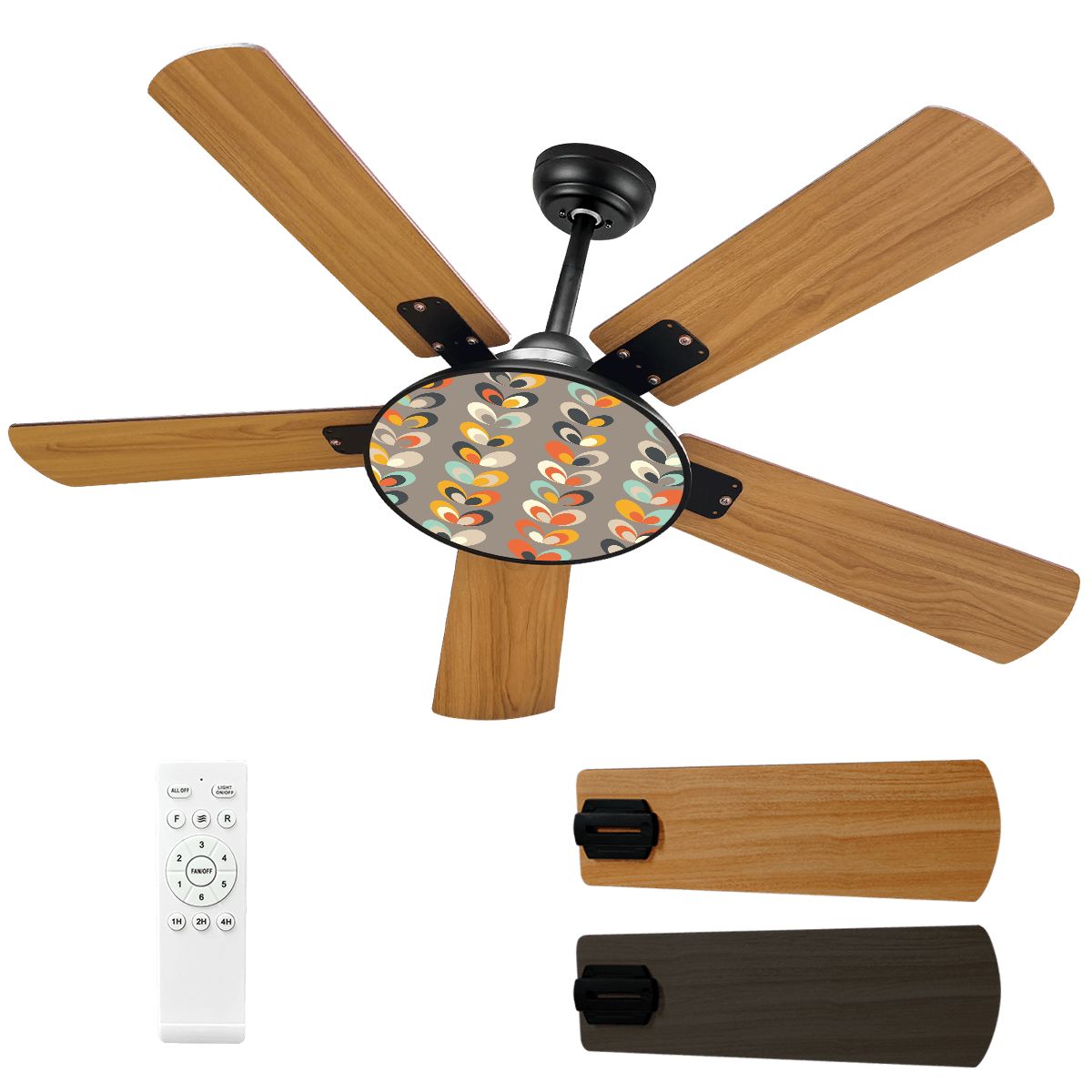 Mid Mod Scandinavian Floral Modern Danish Ceiling Fan With Light - Mid Century Modern Gal