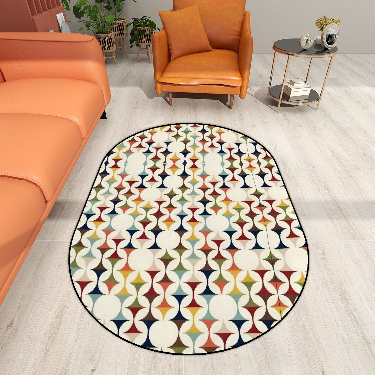 Scandinavian Designed Mid Century Modern Oval Floor Mat Rug - Mid Century Modern Gal