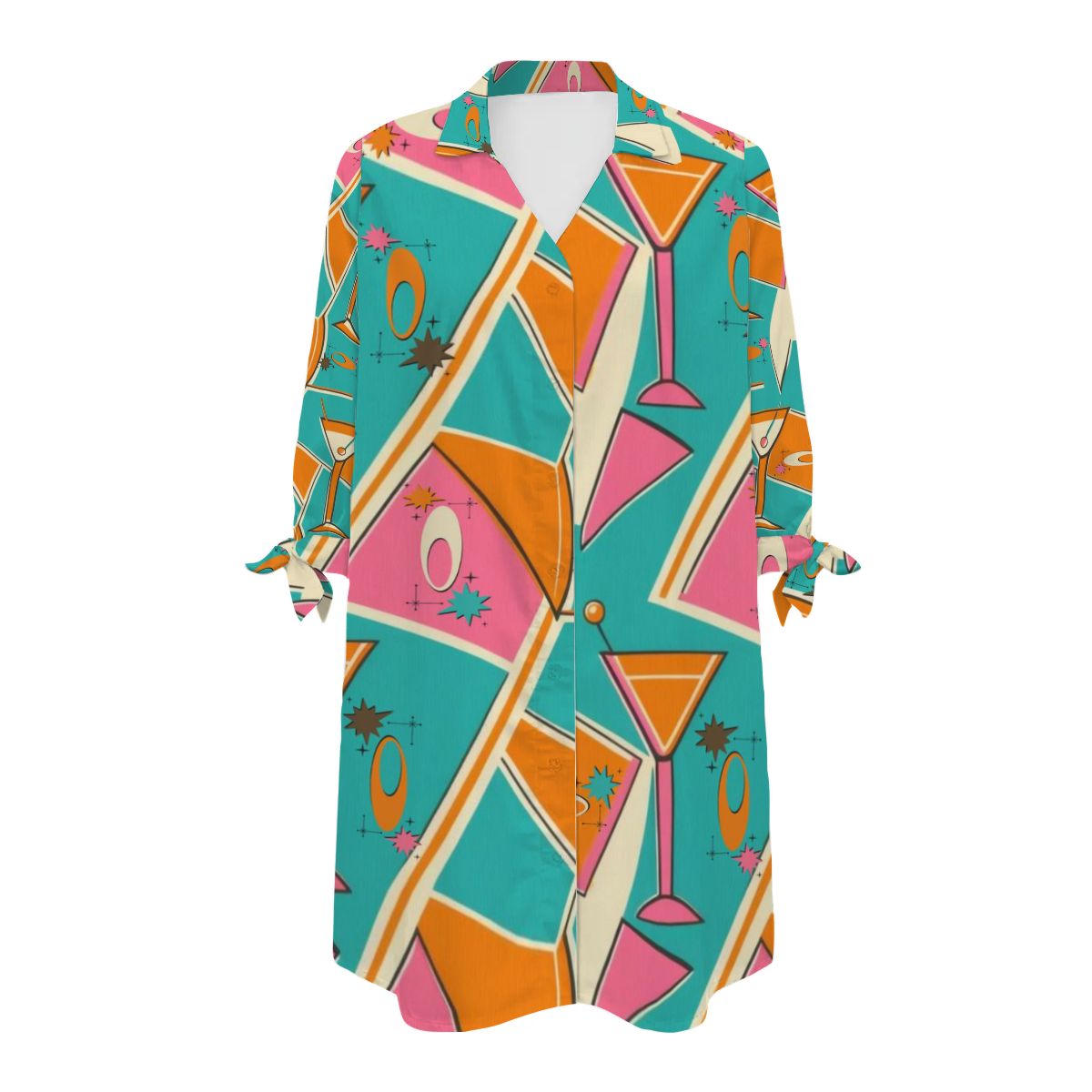 Summer Retro Vibes Mid Mod Coctail Cover Up, Blouse Women&
