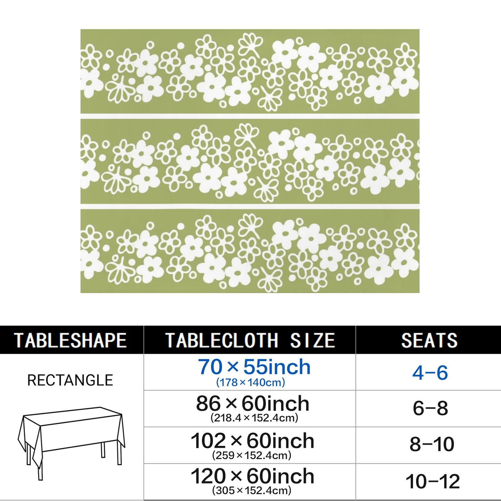 Retro Green, Spring Blossom, Mod Daisy MCM Tablecloth - Mid Century Modern Gal